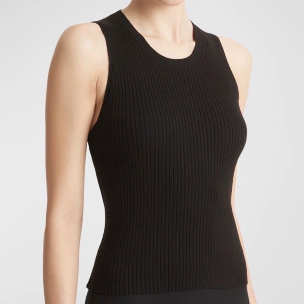 Vince Black Ribbed Tank Top